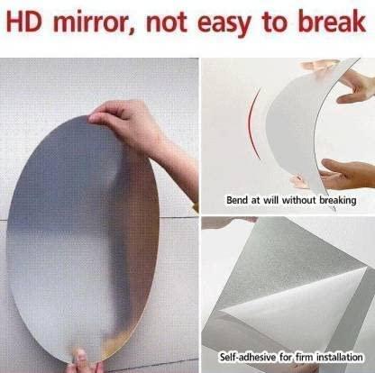 WallDaddy Oval Shape Plastic Mirror For Wall Size (20x30)Cm Flexible Mirror CurveRectangle