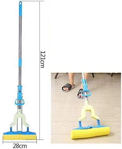 Mop Folding Squeeze Sponge Mop, Stainless Steel Rod-Rubber, Can Expand Cotton Absorbent Mop, Mop Floor Cleaning